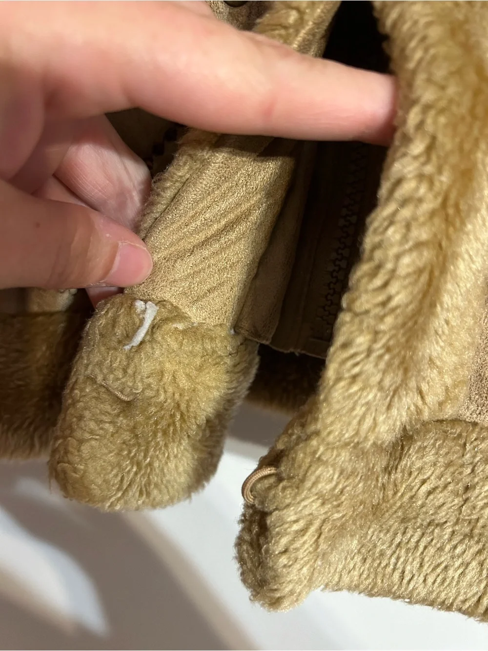 Girls' Tan Faux Suede Shearling Jacket Y2K